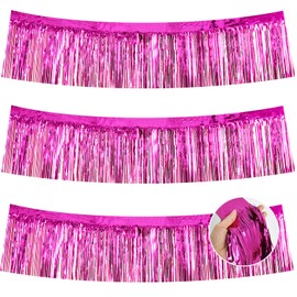 TONIFUL 3 Packs Metallic Foil Fringe Garland Rose Red Wall Hanging Tinsel Fringe Banners for Car Parade Floats Bridal Shower Wedding Birthday Easter Graduation Holiday Party Decoration(30 Feet)