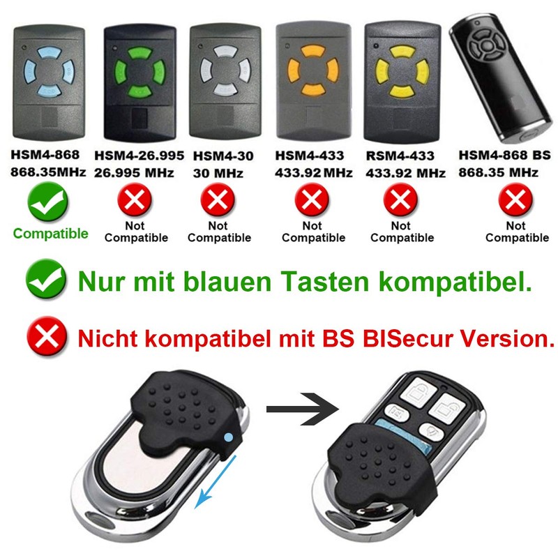 2 Pack Garage Hand Transmitter Remote Control Handset Handsender for