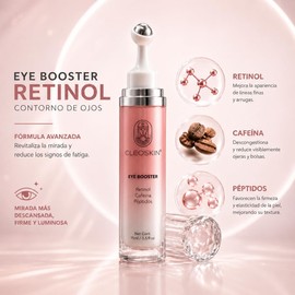 CLEOSKIN Crema Contorno de Ojos Antiarrugas con 3% Retinol y 5% Cafeína Suero para Tratamiento Nocturno Elimina Ojeras Bolsas Hinchazón y Patas de Gallo Aplicador Roll-On Metálico 15ml