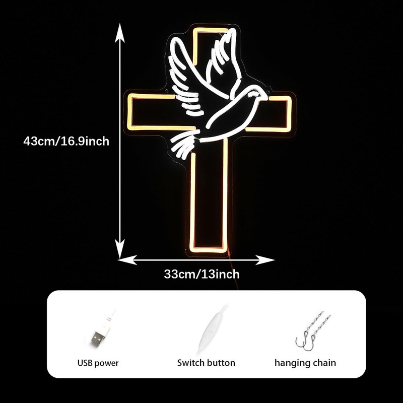 Cross Neon Sign Dimmable Led Easter Cross Neon Light For