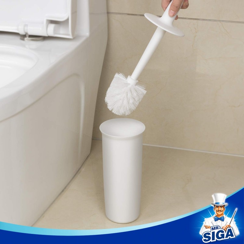 MR.SIGA Toilet Bowl Brush and Holder for Bathroom, White, 1