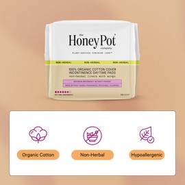 The Honey Pot Company - Incontinence Pads for Women - Daytime Non-Herbal - Bladder Leak Control - Organic Cotton Cover & Ultra-Absorbent Pulp Core - Feminine Care - 16 ct