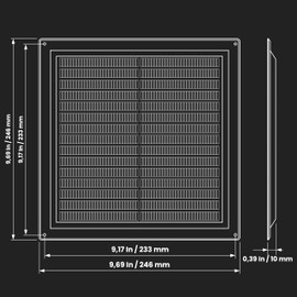 10'' x 10'' Inch / 250 x 250 mm Plastic Vent Cover - Grey - Square Soffit Vent - Exhaust Ventilation Louver - Air Inlet Grille Cover - Built-in Screen Mesh - HVAC Vent Duct Cover