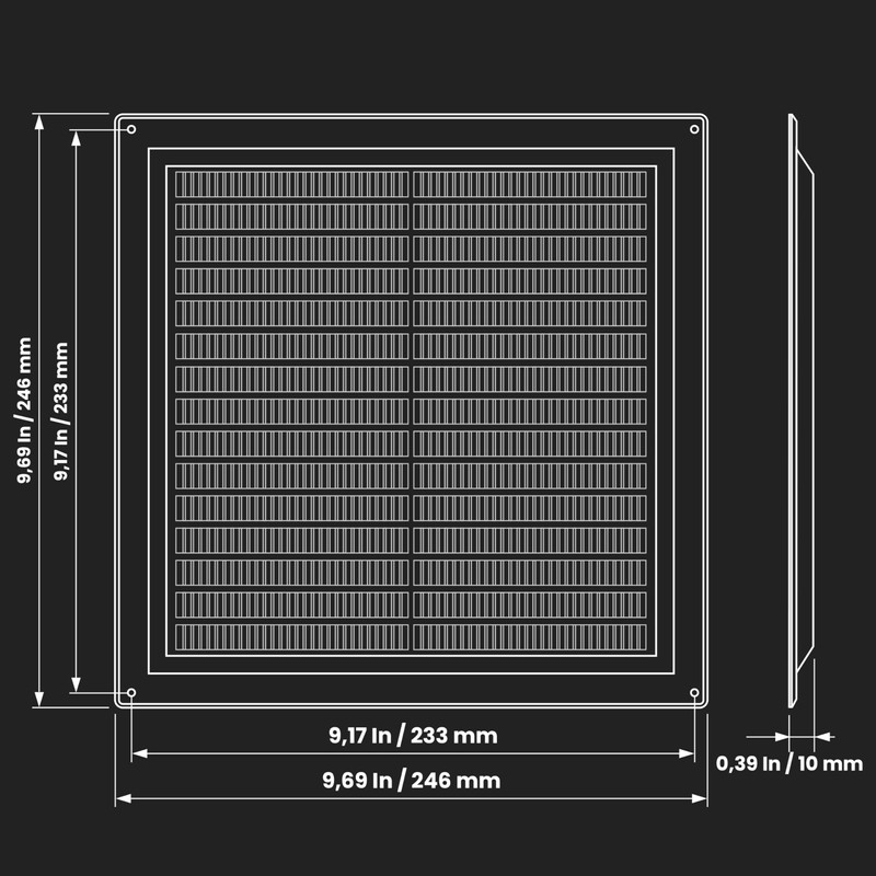 10'' x 10'' Inch / 250 x 250 mm Plastic