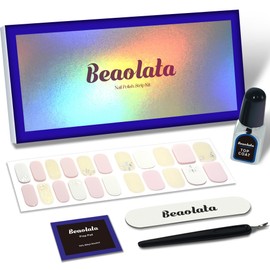 Beaolata Nail Polish Strips, 44 Nail Wraps, Nail Stickers, Gel Nail Strips, Easy Apply& Remove, Long Lasting, Salon Quality (Granite Benches Tellow&Pink)