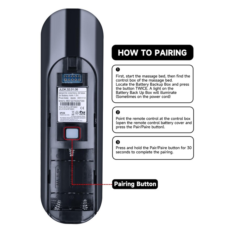 HZIME New RF366A Replacement Remote Control Compatible for OKIN Tempur-Pedic