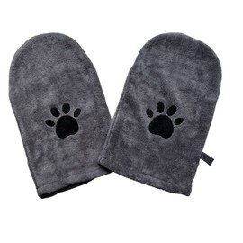 Penny & Niko Microfiber Pet Towel Mitts - Paw Cleaning and Drying Mitts/Gloves for Dogs and Cats (Gray, Standard - 2 Pack)