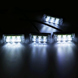 Strobe Warning Light, 4x3 High Intensity LED 12V Hazard Emergency Flashing Beacon Lamp for Interior Roof/Dash/Windshield (Color : White) Automobile White Light