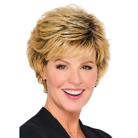 Hairuwear Hairdo Swept Back Short Cut Shag Wig With Textured Layered Waves, Average Cap - SS25 Rooted Ginger Blonde