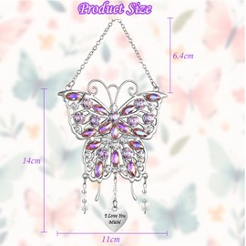 Butterfly Suncatcher Wind Chime Mom's Birthday Gift Wind Chime with Heart Charm I Love You Mom Gifts for Mother