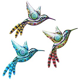 SUNNEKO 3 Pieces Metal Hummingbird Wall Decoration Wall Decoration Hummingbird Garden Decoration Living Room Garden Decoration Wall Decoration Sculpture Statues Home Decorations
