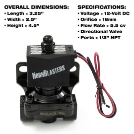 HornBlasters 1/2" 12v Stainless Steel Electric Air Valve