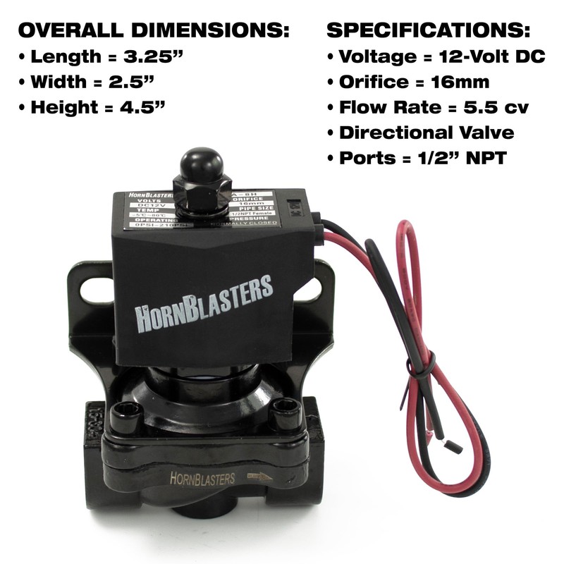 HornBlasters 1/2" 12v Stainless Steel Electric Air Valve