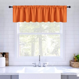 MIULEE Fall Window Valance for Bedroom Living Room Kitchen Bathroom Energy Efficient Rod Pocket Curtain Valance 18 Inch, Thermal Insulated Window Treatment, One Panel, 52'' x 18'', Fall Burnt Orange