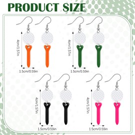 Nosiny 4 Pairs Golf Earrings for Women Golfing Accessories Jewelry Cute Golf-ball Alloy Dangle Earrings Funny Golf Gifts for Women Golfer Golfing Lovers Orange Pink Green Black