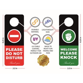Business Design Do Not Disturb and Welcome Please Knock Door Hanger Sign, 2 Pack, Double Sided, Ideal for Offices, Online Sessions and Meetings, Online Classes, Home Offices, Recording