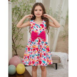 Little Girls Valentine's Day A-Line Dress Kids Bowknot Love Heart Casual Outfits for Party Toddler Girl Sleeveless Summer Dresses 2-7T-1507-manyheart-5T