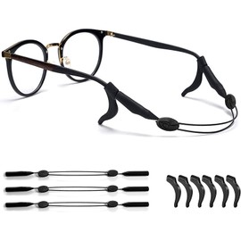 Tiardey 2 Pack Sunglass Holder Strap, Sports Glasses Strap with 4 Pcs Ear Hooks Anti Slip Sports Eyewear Retainer, Adjustable Universal Eyeglass Cord for Women Men