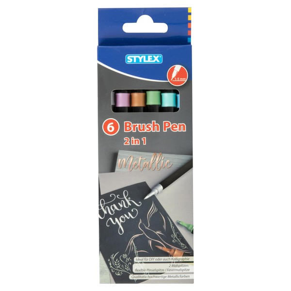 Stylex 32840 Brush Pen 2 in 1, Felt Tip Pens