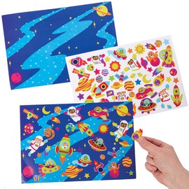 Baker Ross FX307 Space Scene Sticker Side Set of 5, Sticker Set for Children for Crafting, Designing and Decorating