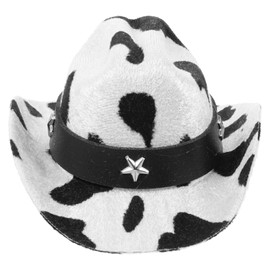 LOGOFUN Dog Cowboy Hat Pet Cowboy Cap with Adjustable Strap Puppy Sombrero Hat for Small Medium Dogs Cats Puppy Kitten Party Costume Accessores - Cow Pattern