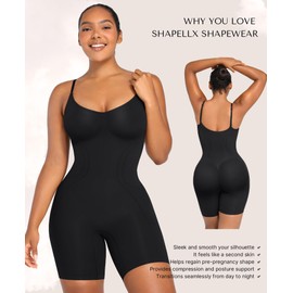 SHAPELLX Tummy Control Shapewear Bodysuit Women Compression Body Shaper Bodysuit Shapewear Tummy Control Thigh Slimmer