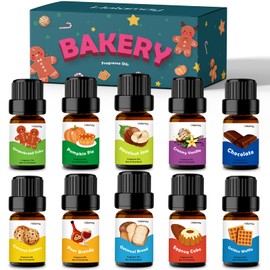 Bakery Fragrance Oils, Holamay Scented Oils for Soap & Candle Making, Aromatherapy Essential Oils for Diffuser (10 Packs of 5ml) - Creamy Vanilla, Gingerbread, Chocolate, Pumpkin Pie and More