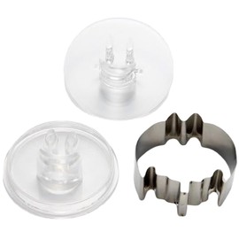 タイガークラウン クッキー型 シルバー クリア 71×71×42mm にこにこフェイス こうもり 抜型 顔 パーツ 押し型 1997 3個入