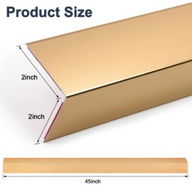 Jiekayi 4PCS 45" Aluminum Metal Corner Protectors, Self Adhesive Corner Guards, Metal Wall Edge Protector Strip, Furniture Corner Protectors, Wall Cabinet Baseboard Decoration 45" x 2" (Copper Gold)