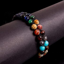 Addmluck 108 Mala Beads Meditation Necklace 7 Chakra Tree of Life Pendant Necklace Prayer Buddha Beaded Bracelets Healing Stone Yoga Necklace for Men and Women Jewelry(eight planets star beads)