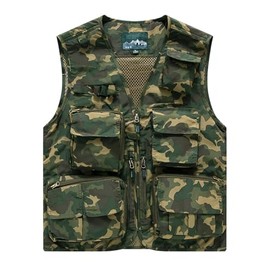 Men's & Youth Outdoor Fishing Vest,Khaki Camo Work Safari Travel Photography Vests,Family Matching Hiking Waistcoat,S(12-13Y)