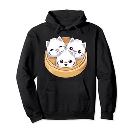 Cute Dumpling Cat Kawaii Dim Sum Cats Pullover Hoodie