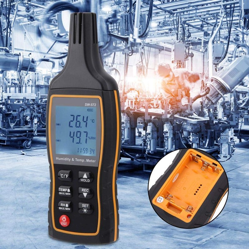 Walfront Digital Temperature and Humidity Meter SW572 Digital Psychrometer Thermo