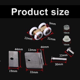 Rollers, Sliding Doors, Runners, Shower Cubicle, Rollers - Metal Axle Trolley for Sliding Gates, Shower Room, Glass Sliding Door, Roller Device for Gate, Rail, Fitting, Shower Doors, Pack of 2