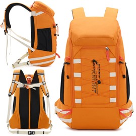 Bseash 40L Waterproof Hiking Camping Backpack with Rain Cover, Outdoor Sport Travel Daypack for Climbing Skiing Cycling (Orange)