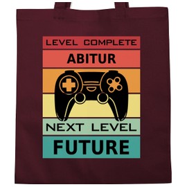 Baumwolltasche - 2025 & 2025 - Level Complete Abitur Next Level Future - Abi Geschenk Abitur Abschluss Geschenke für Abiturienten Abiturgeschenke zum bestanden Abitur - Unisize - Bordeauxrot