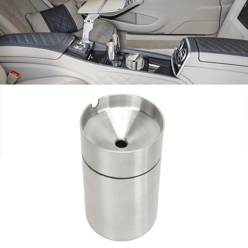 Car Ashtray with Lid Portable Removable Stainless Steel Smokeless Ashtray