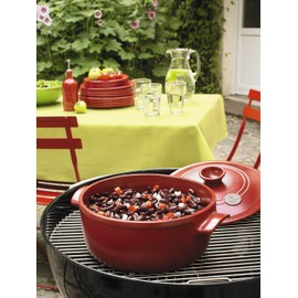 Emile Henry Flame Round Stewpot Dutch Oven, 5.5 Quart, Burgundy