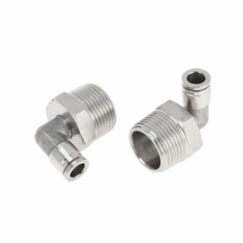RATCHROLL Push to Connect Air Fittings 5/16" 90 Degree Air Line Quick Joint 304 Stainless Steel 3/4"BSPT 2 Pcs Silver Tone