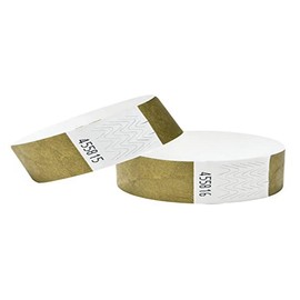 Tyvek Wristbands 3/4 inch 100 Pack, Paper Like Bracelets Used for Events, Nightclubs, waterparks etc. Gold