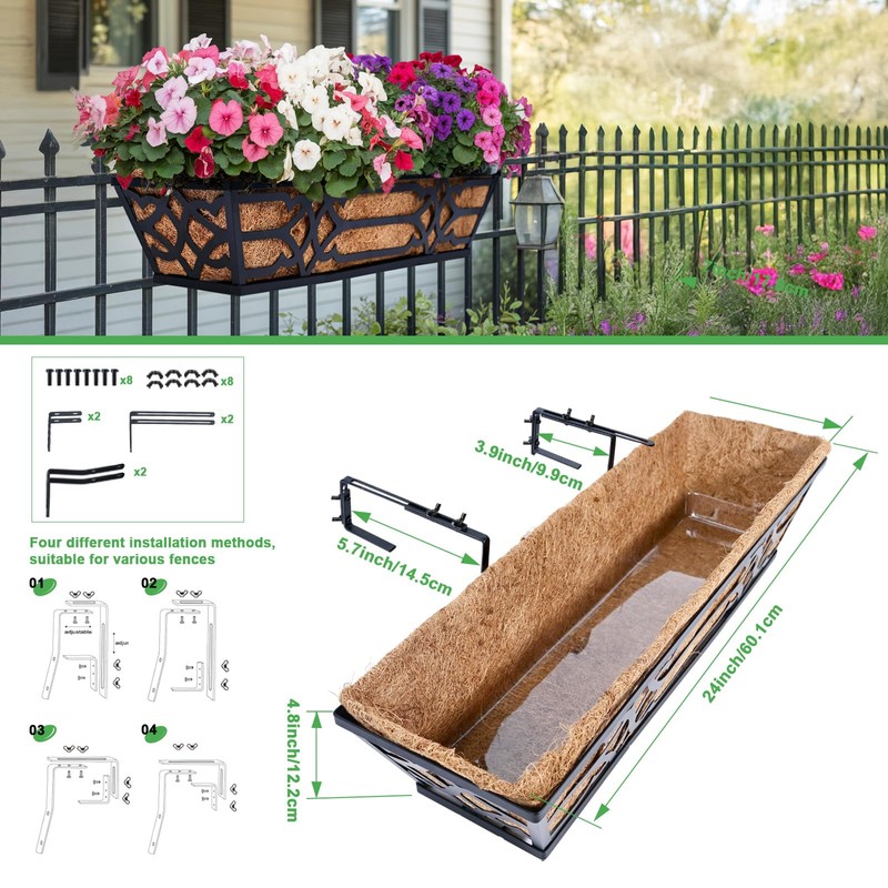 cheehigo Railing Planter Box, Window Planter Boxes Outdoor 2 Pack
