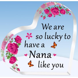 TTOVEN Nana Gifts Mothers Day Gifts Nana Birthday Gifts We Are So Lucky to have a Nana Like You Heart Shaped Acrylic