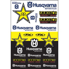 Factory Effex OEM Sticker Sheets Black White Yellow Husqvarna Racing 22-68632