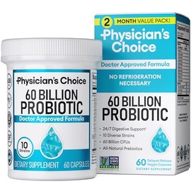 Physician's CHOICE Probiotics 60 Billion CFU - 10 Strains + Organic Prebiotics - Immune, Digestive & Gut Health - Supports Occasional Constipation, Di