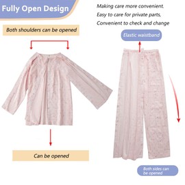 Siomlana Men's Tear away Surgery Recovery Suit,Paralyzed Bedridden Patient Clothing,Fully Open Post Surgery Suit, Comfortable Pajamas for Fracture or Surgery Patients(Gray,2XL)