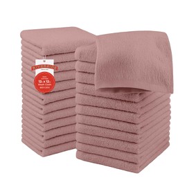 RIVERSIDE Premium 24 Pack Washcloths Set – 100% Cotton, 12x12 Inches – Super Soft, Quick-Dry & Highly Absorbent Face Towels – Ideal for Bathroom, Gym, Spa & Travel - Dusty Rose