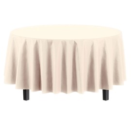 Party Solids 12-Pack Premium Plastic 84-Inch Round Tablecloth, Ivory