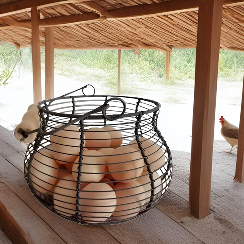 LINCOUNTRY. Farmhouse Wire Egg Baskets for Gathering Fresh Egg With