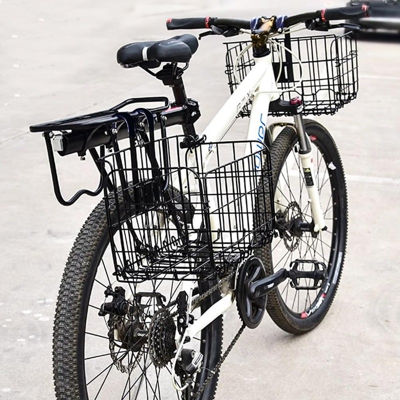 Flintronic Front Basket, Bicycle Basket Rear, Foldable & Detachable Metal