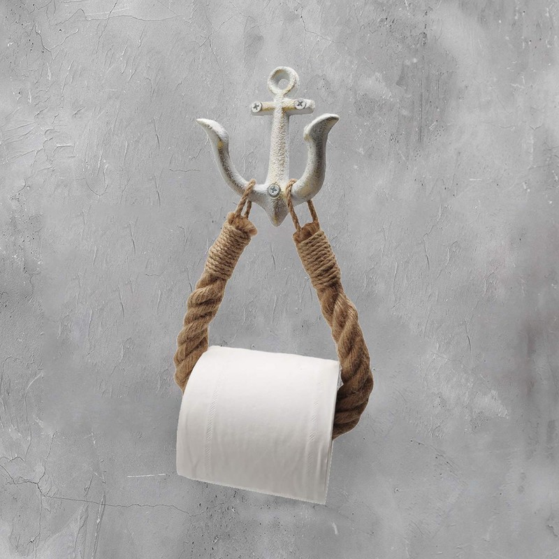 ROXLLGJC Nautical Rope Toilet Paper Holder Coastal Towel Holder with